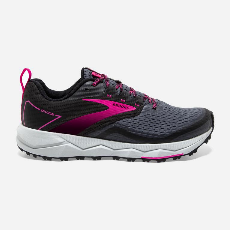 Ténis Brooks Divide 2 Outdoor Sapatilhas Trail Running Mulher Pretas /Cinzentas/Rosa (29061WFVQ)